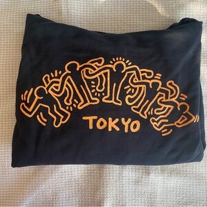 Uniqlo Keith Haring Black Sweatshirt with Orange Tokyo Graphic